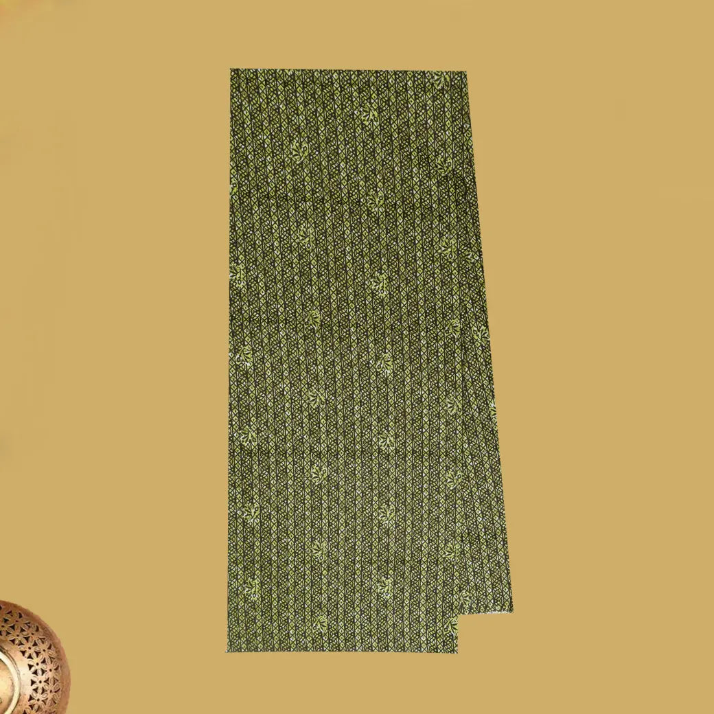 Olive Green flower design Cotton Printed Lungi