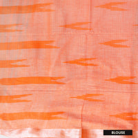 Sky Blue With Orange Trendy Linen Saree