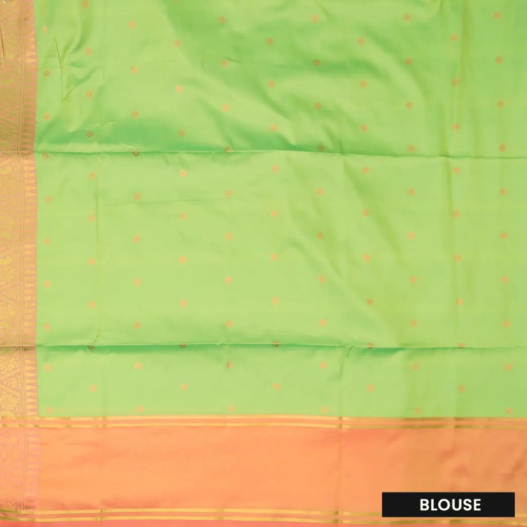 light green and peach Soft Silk Saree