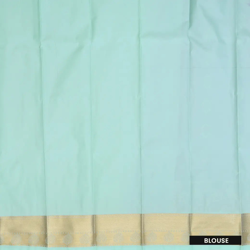 Purple With Pastel Green Copper Zari Border Korvai Silk Saree
