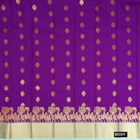 Purple With Pastel Green Copper Zari Border Korvai Silk Saree