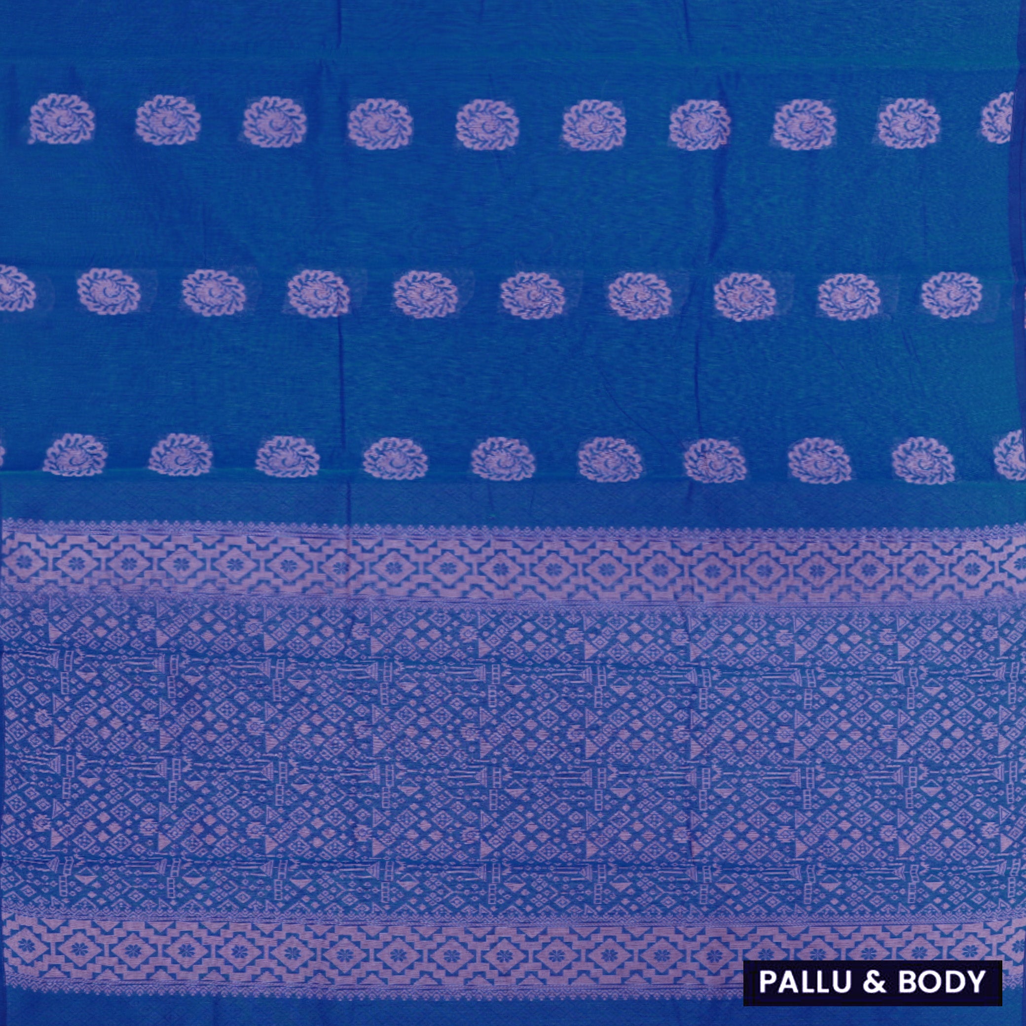 Royal Blue With Sandal Zari  Silk Cotton Saree