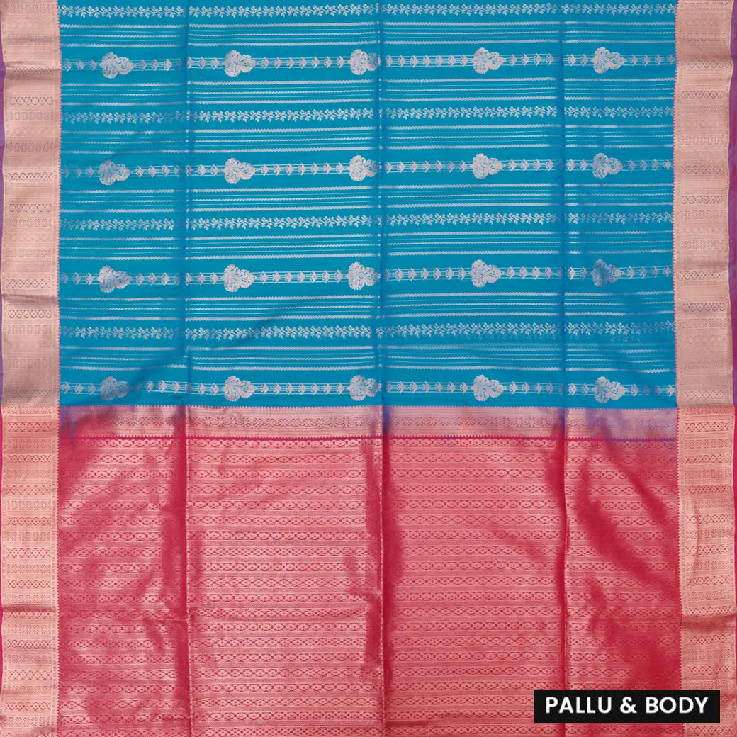 Blue with Pink Soft silk saree