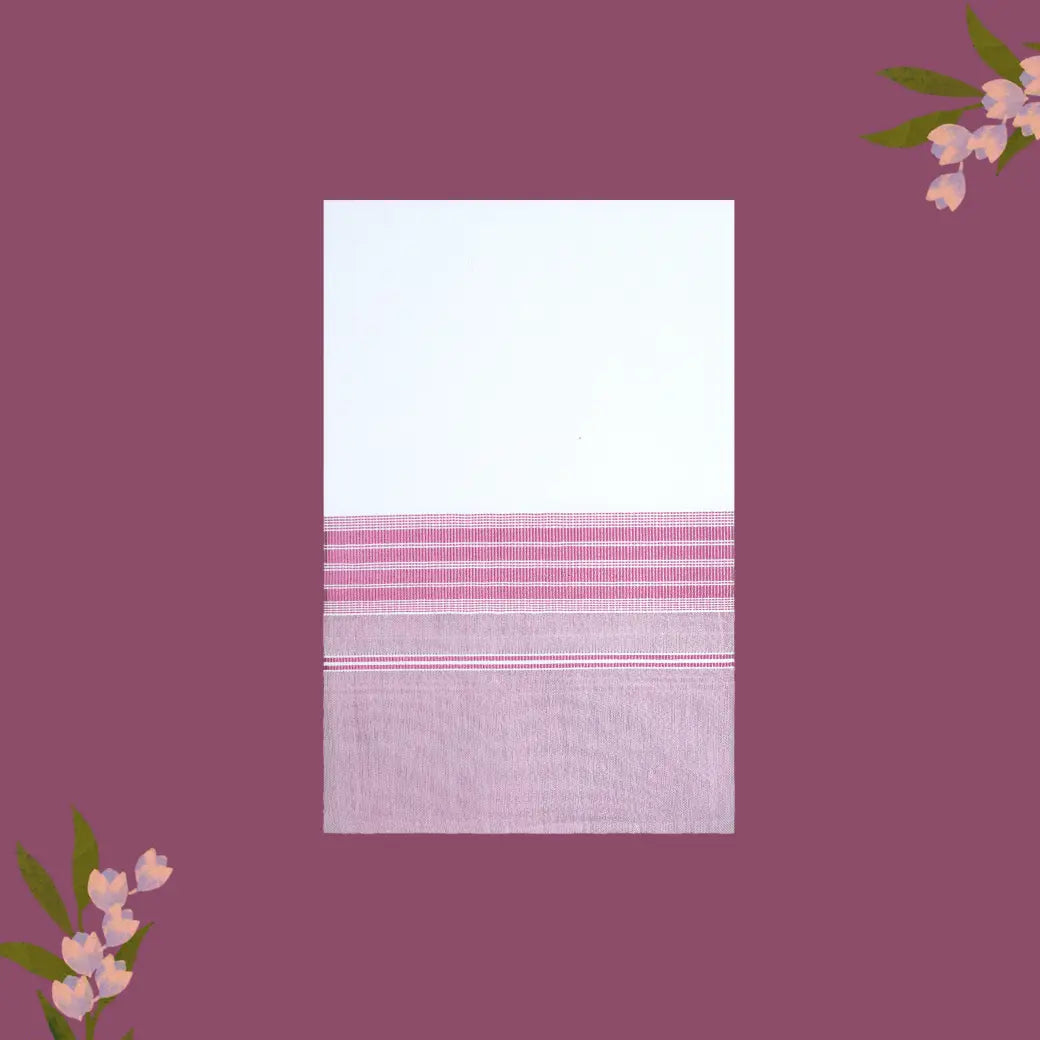 White with Pink Cotton Men’s Dhoti