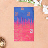 royal blue and red Soft Silk Saree