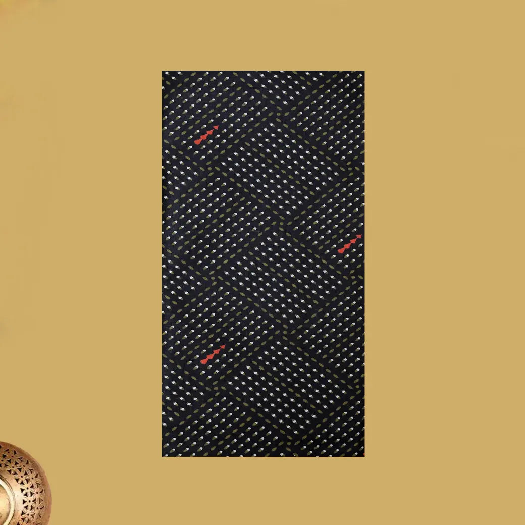 Black with Olive Green flower design Cotton Printed Lungi