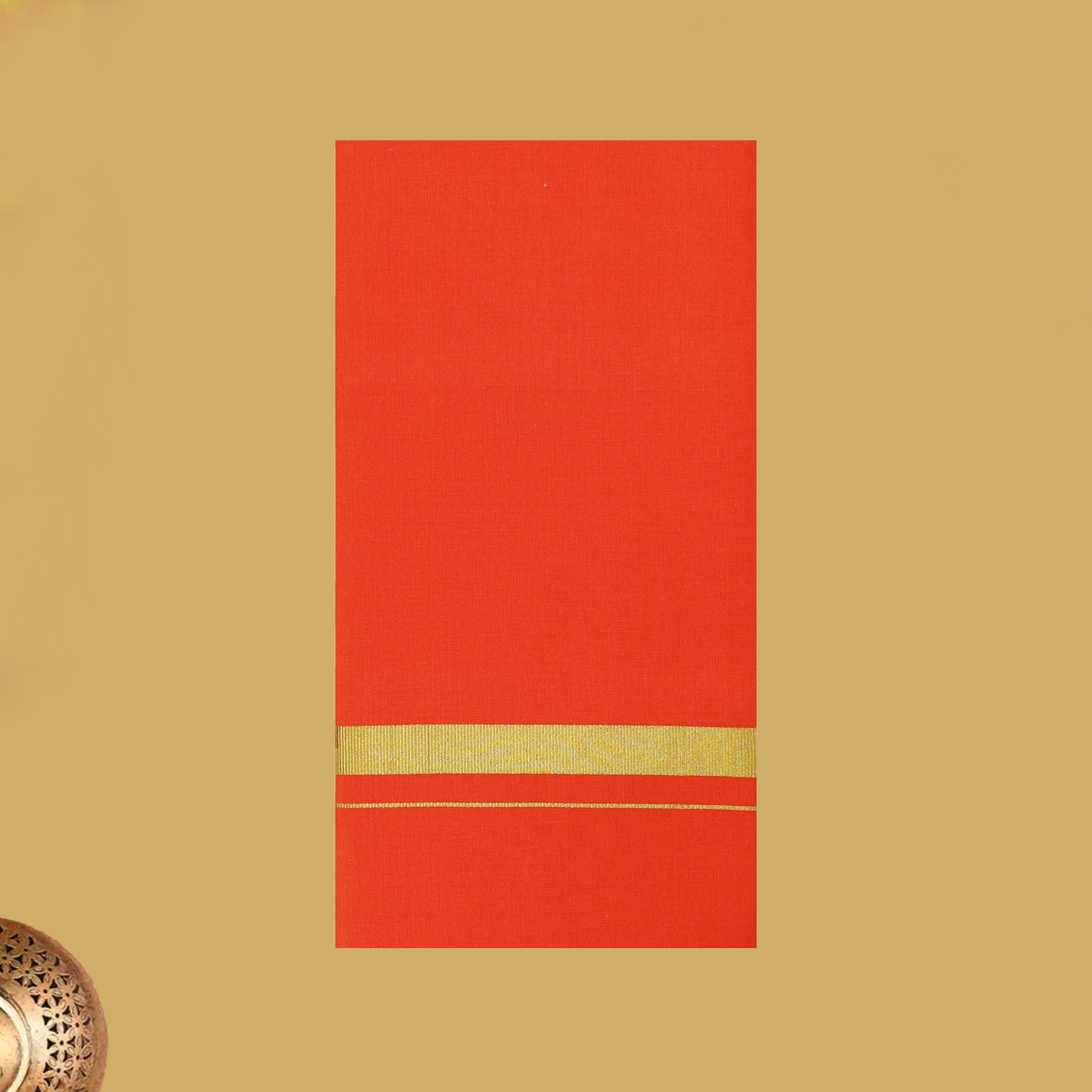 Orange with Gold Border Men's Dhoti