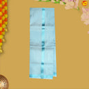 Light Blue Colour Readymade Shirt And Matching Border Dhoti Set For Men