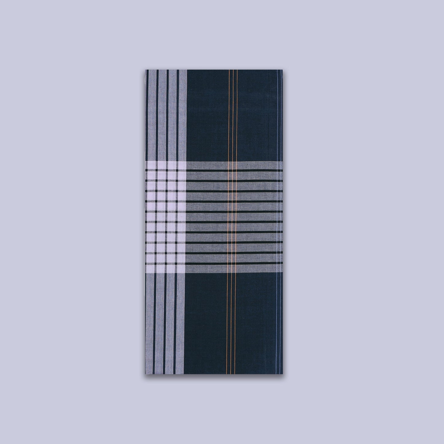 Men’s Navy Blue With White Stripe Cotton Stitched Lungi