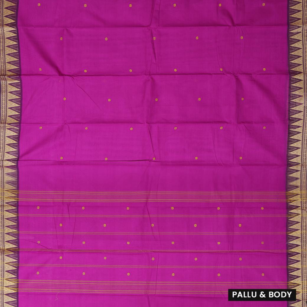 Magenta  with Copper Zeri Border Pure Cotton Saree