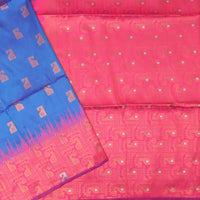 royal blue and red Soft Silk Saree