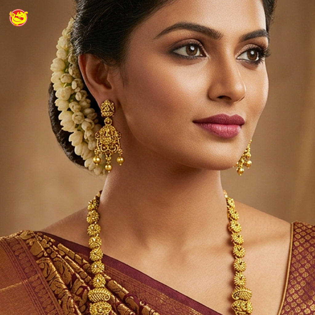 Antique Long Haram  Necklace matching earrings Set