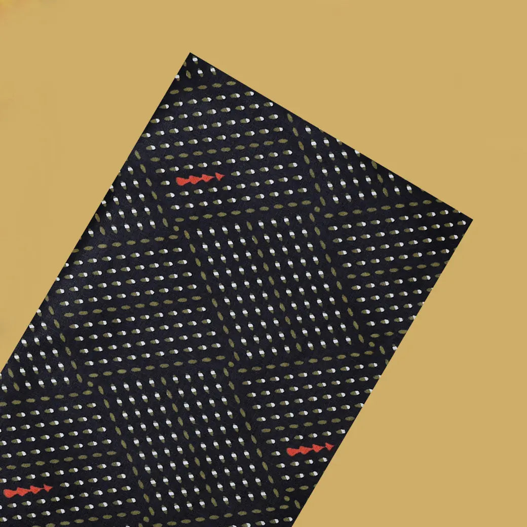 Black with Olive Green flower design Cotton Printed Lungi