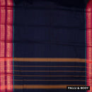 Navy Blue With Magenta Pure Chettinad Cotton Saree without Blouse