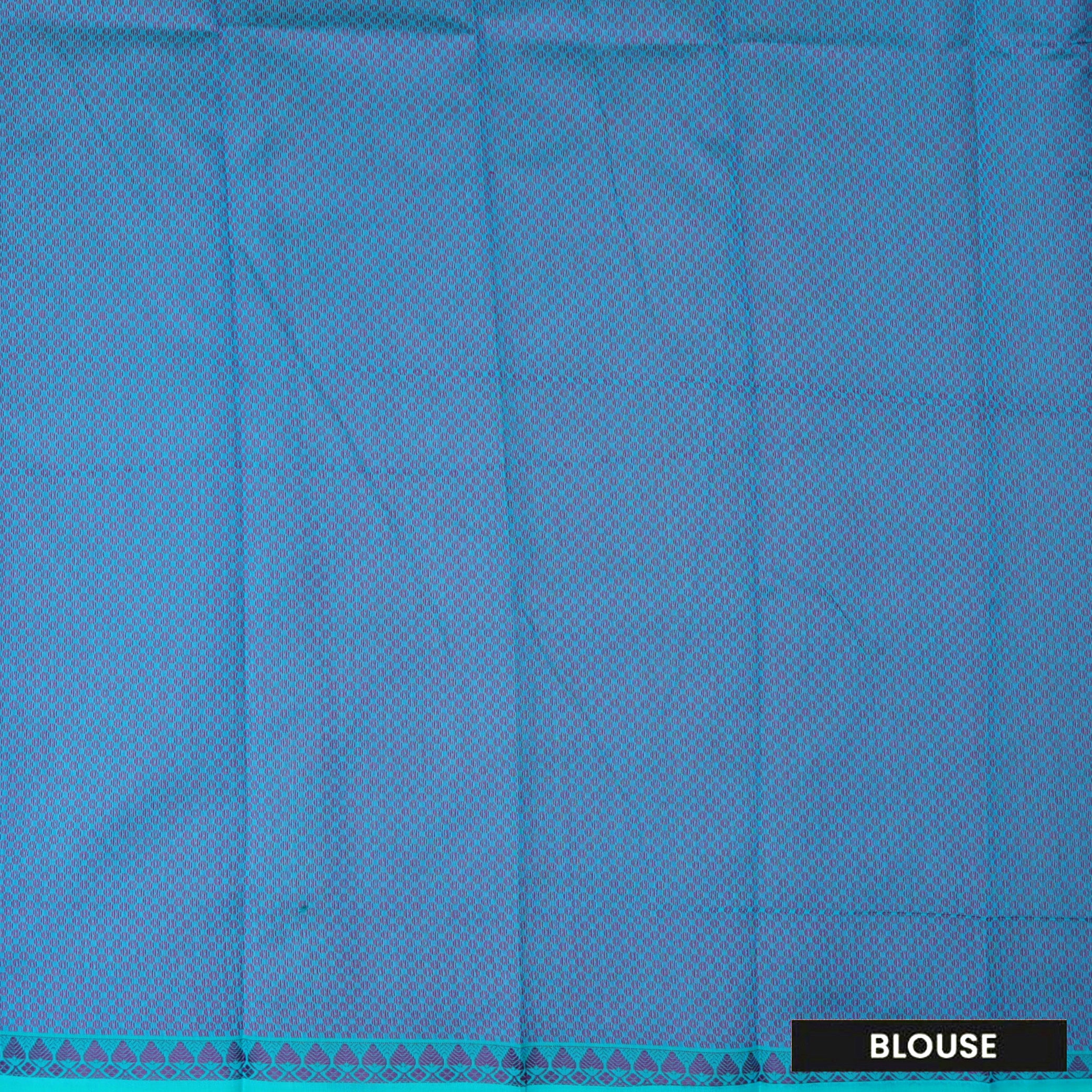 Turquoise Blue Silk Cotton Saree Without Border