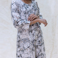 Kaaviya- White, Grey, and Black Ladies semi linen Co-ord-set Readymade