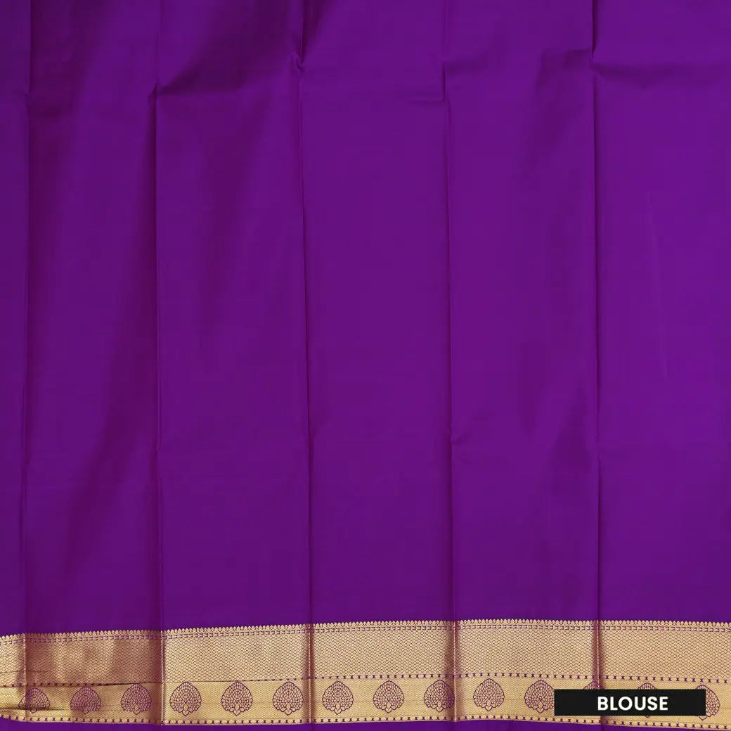 Mustard Green With Purple Copper Zari Border Korvai Silk Saree