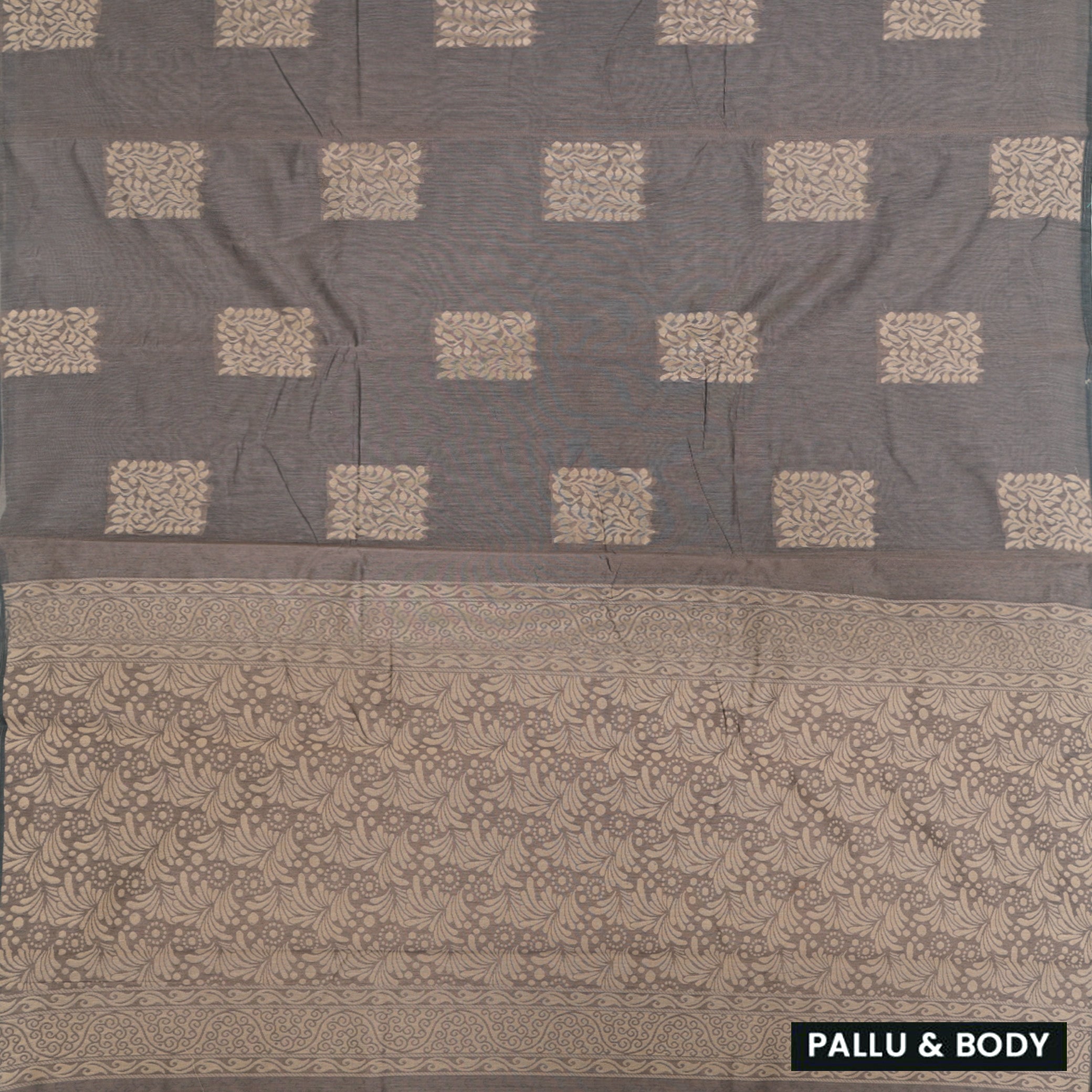 Grey With Sandal Zari  Silk Cotton Saree