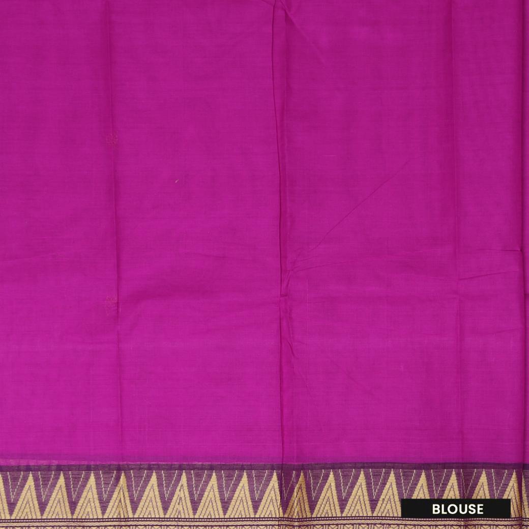 Magenta  with Copper Zeri Border Pure Cotton Saree