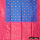 royal blue and red Soft Silk Saree
