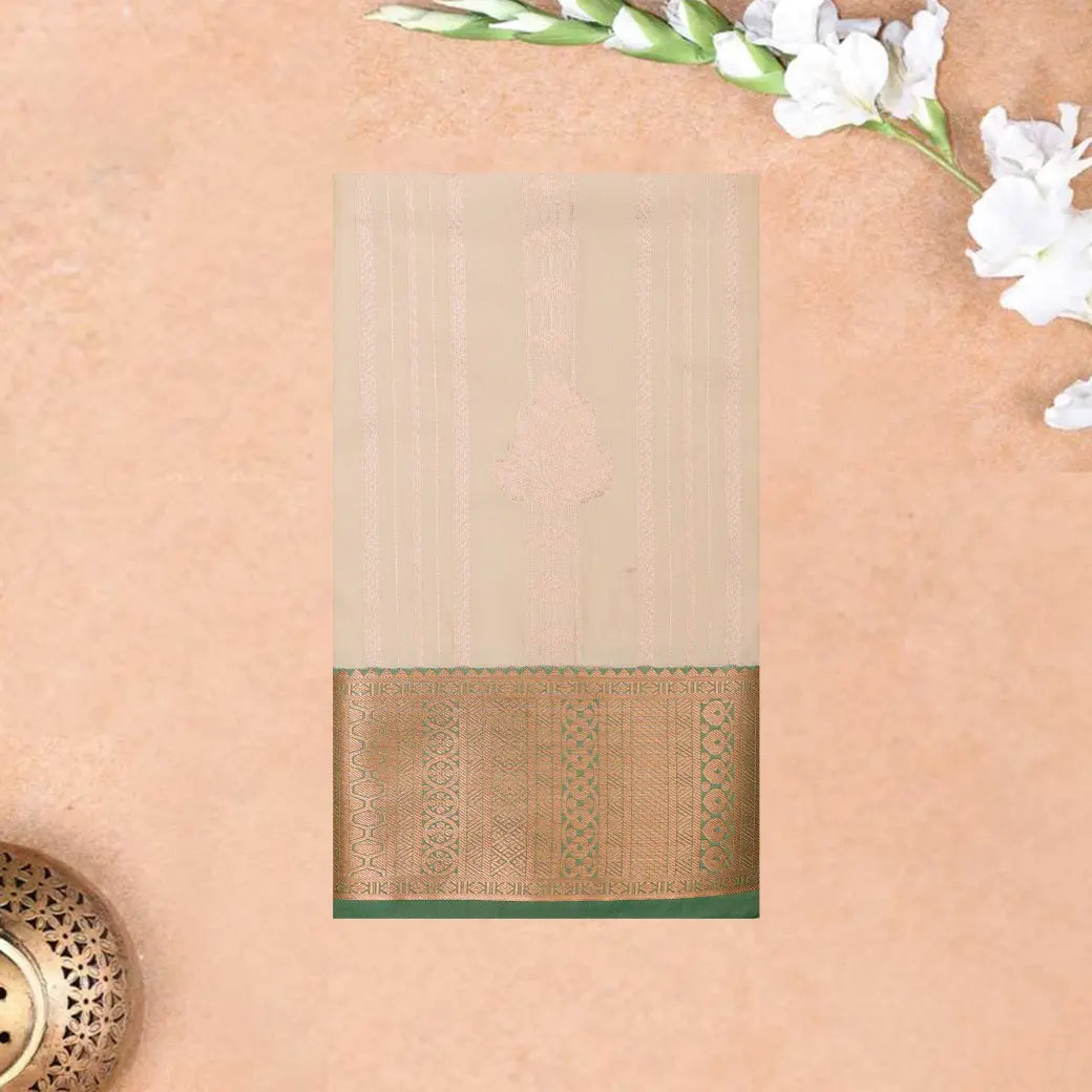 CREAM COLOR with GREENSoft silk saree