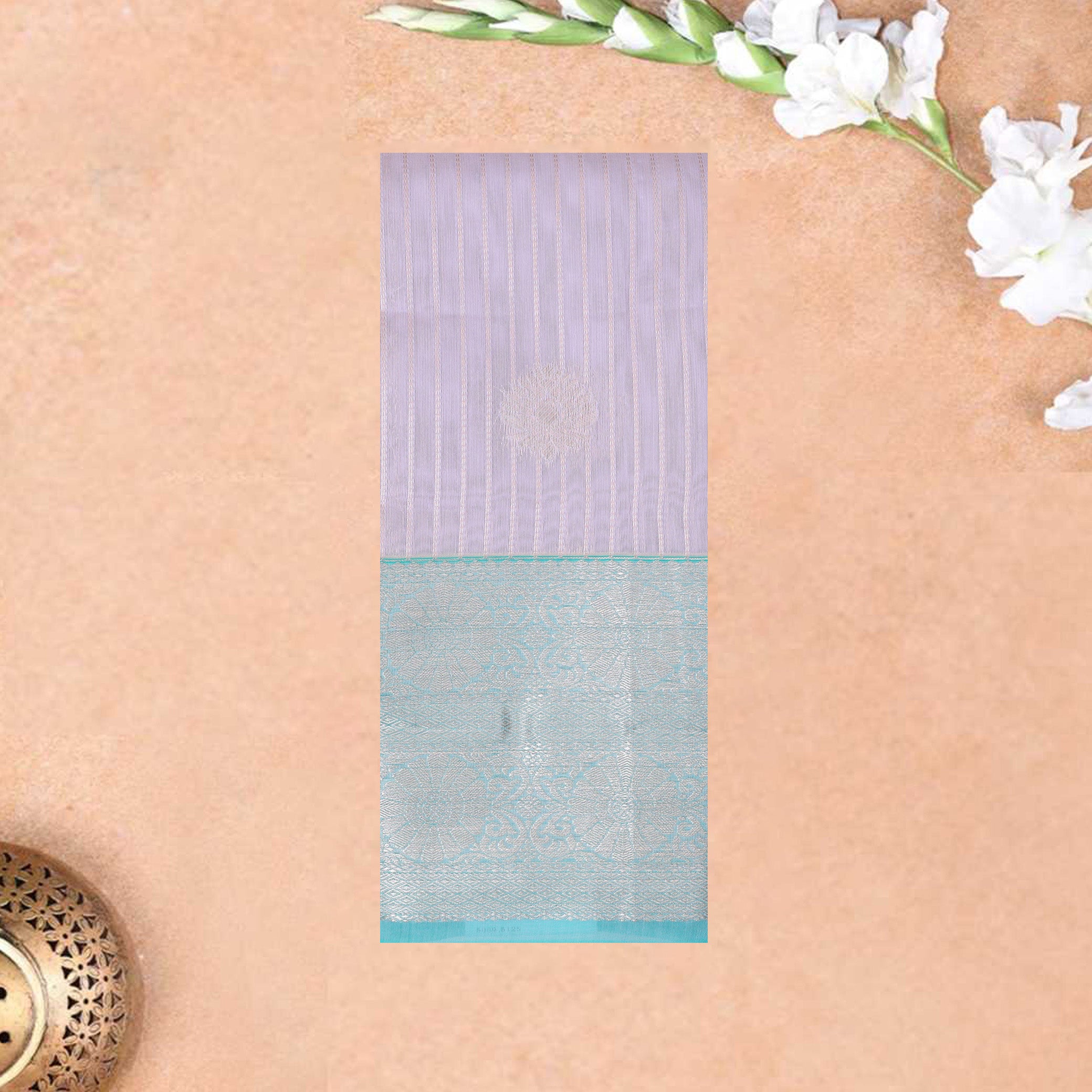 Light Pink With Green Silk Cotton Saree