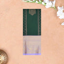 Bottle Green With Lavender Copper Zari Border Korvai Silk Saree
