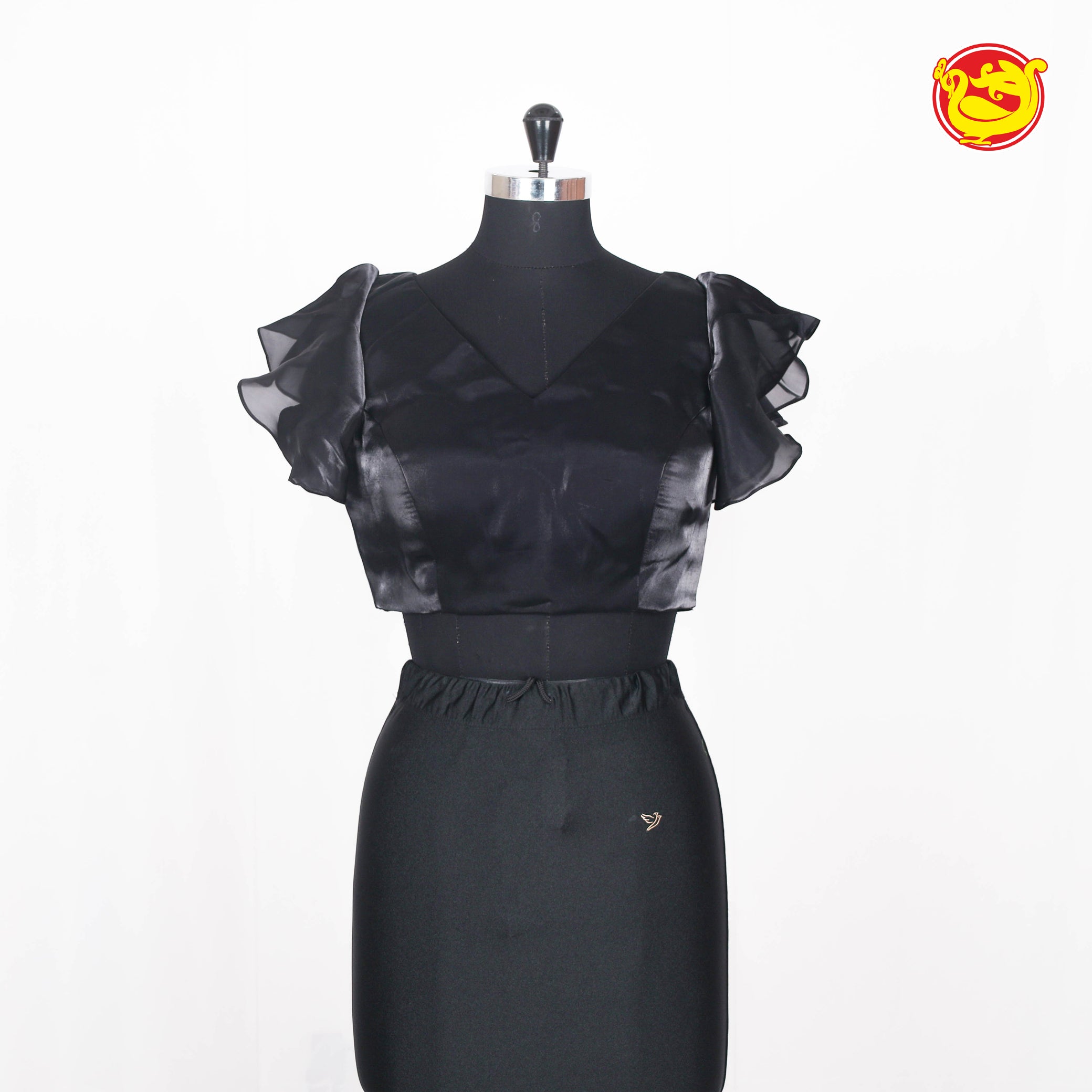 Black Organza with ruffle sleeves readymade blouse