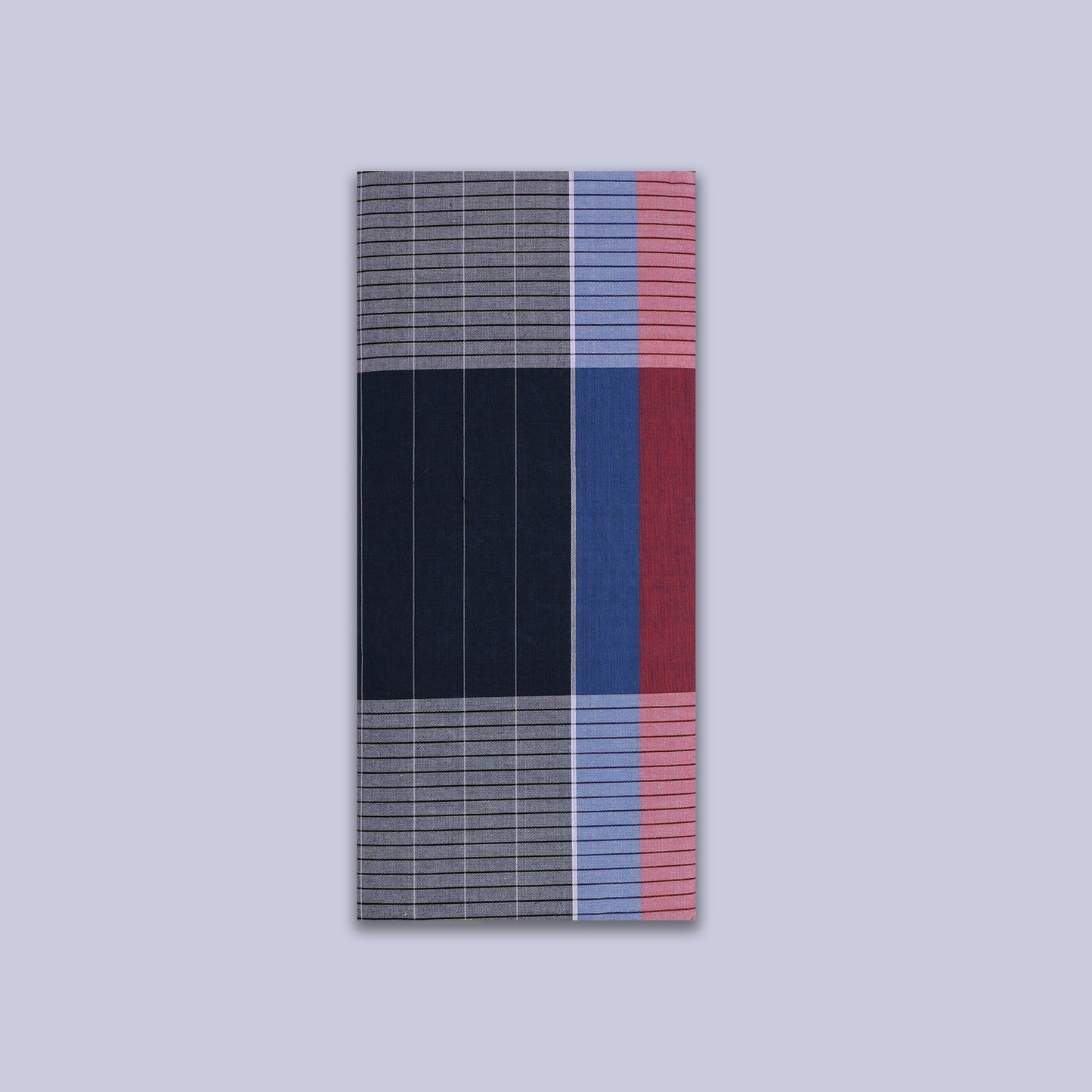 Men’s Grey with Navy Blue Stripe Cotton Stitched Lungi