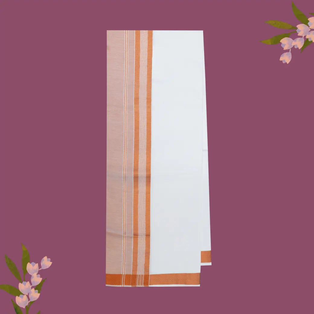 White with Copper Cotton Men’s Dhoti