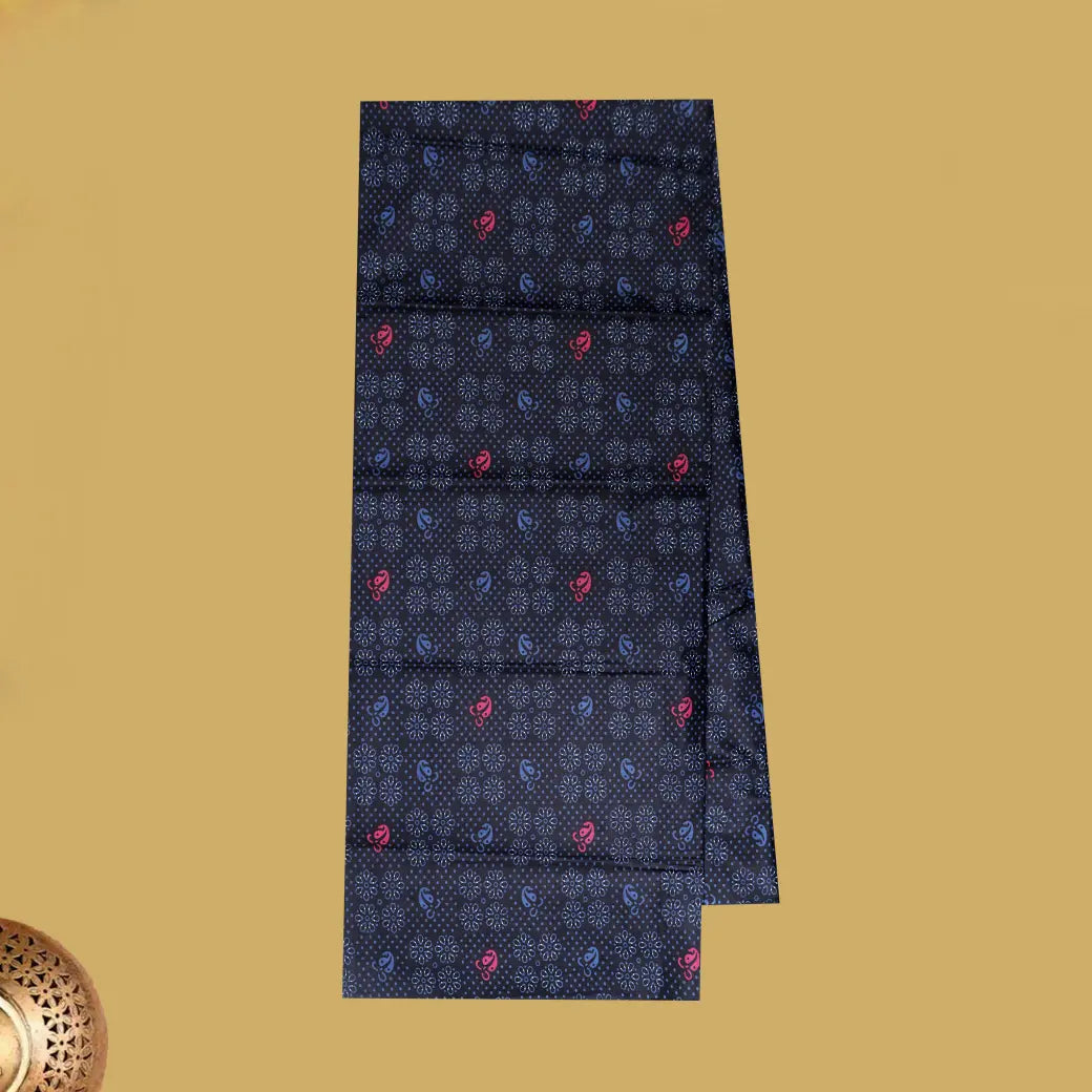 Navy Blue  flower design Cotton Printed Lungi