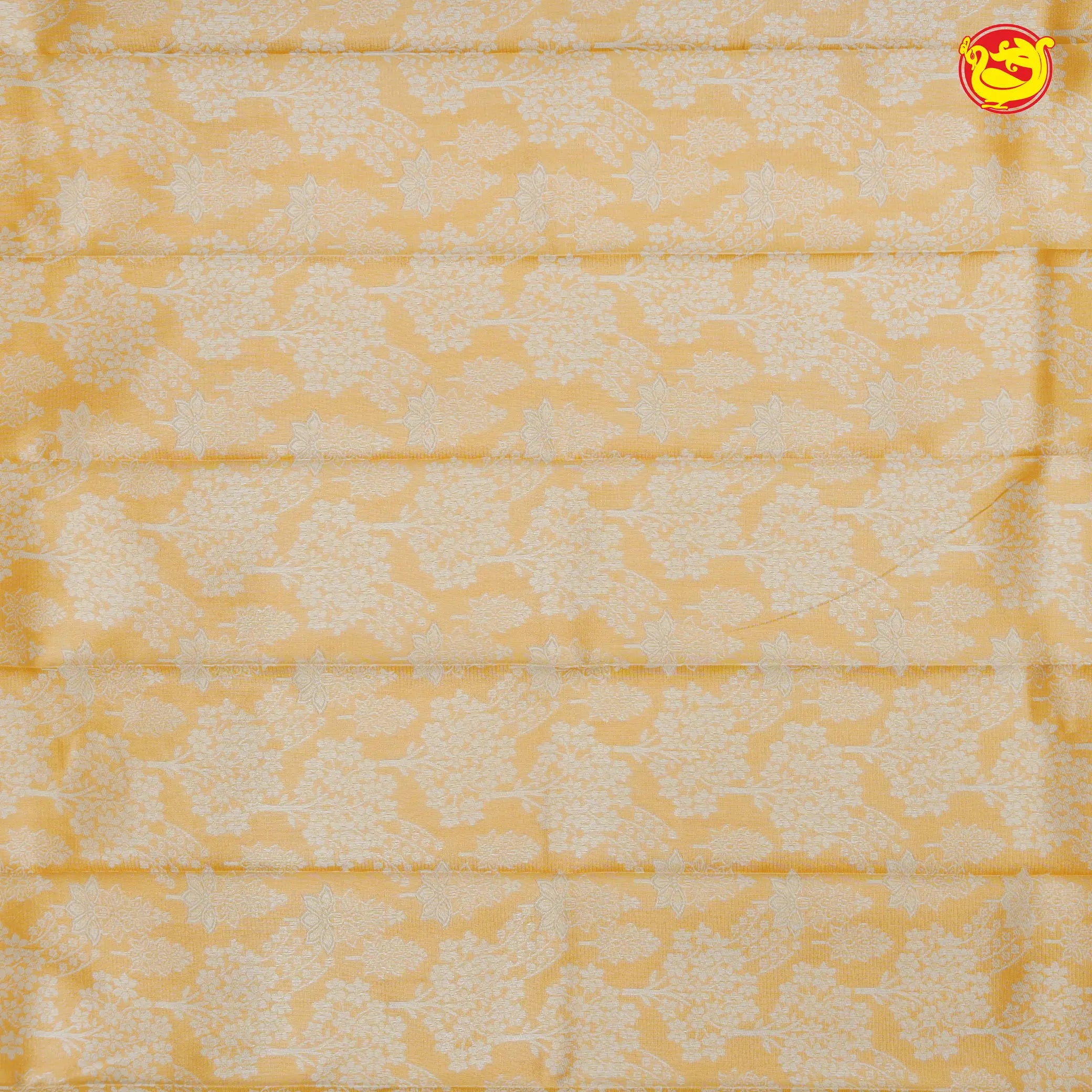 Yellow with Sandel Floral Motifs Kubera Pattu Saree