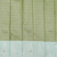 Pistachio Green with Very Light blue Kubera Pattu Saree