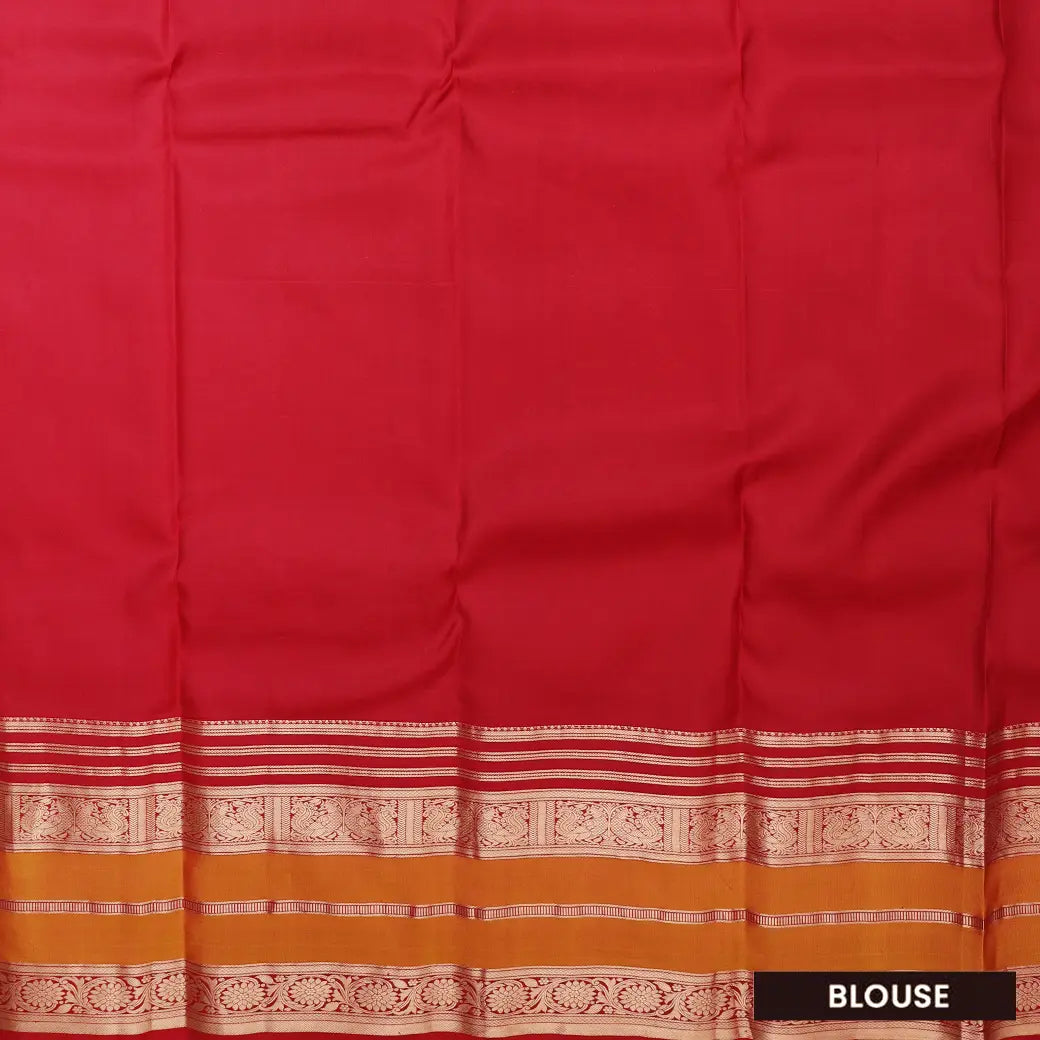 Sky  Blue with Purple and Red hamsam silk saree