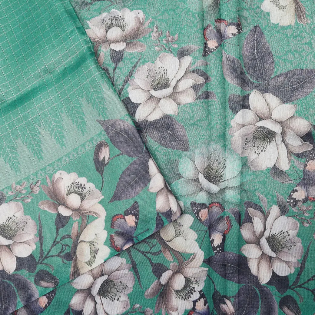 Green Semi Raw Silk Saree