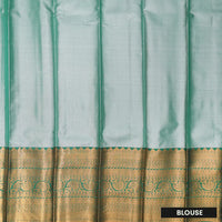 Gray With Green Floral Design Tissue Silk Saree