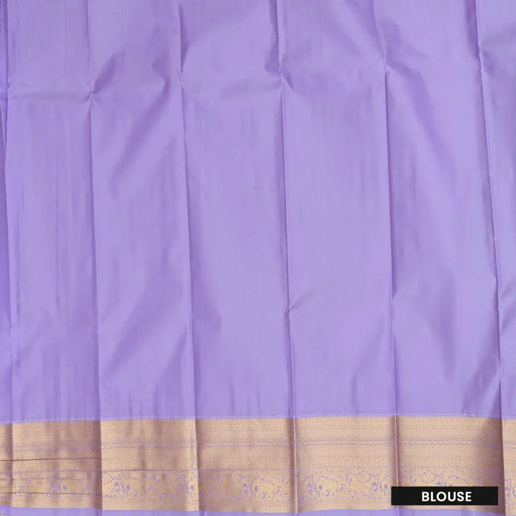 Bottle Green With Lavender Copper Zari Border Korvai Silk Saree