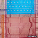 Sky  Blue with Purple and Red hamsam silk saree