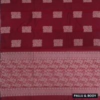 Deep red With Sandal Zari  Silk Cotton Saree