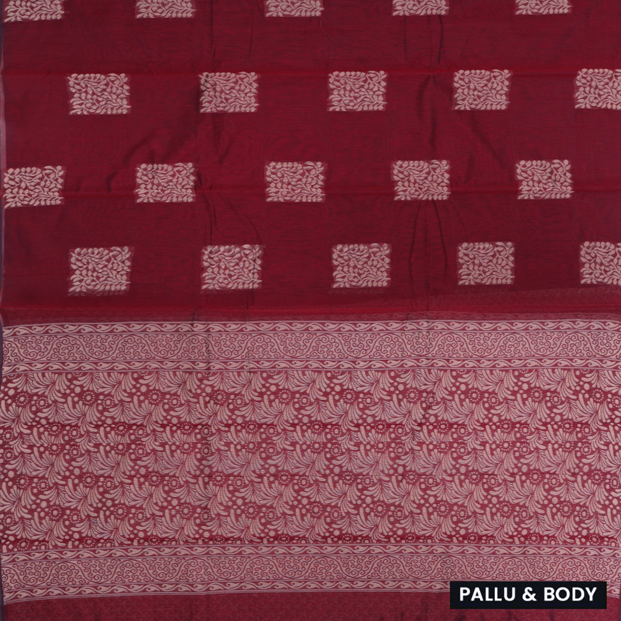 Deep red With Sandal Zari  Silk Cotton Saree