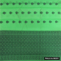 Lime Green With Black Zari Silk Cotton Saree