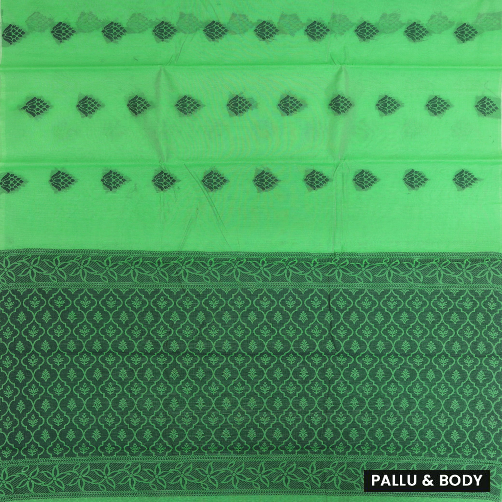 Lime Green With Black Zari Silk Cotton Saree