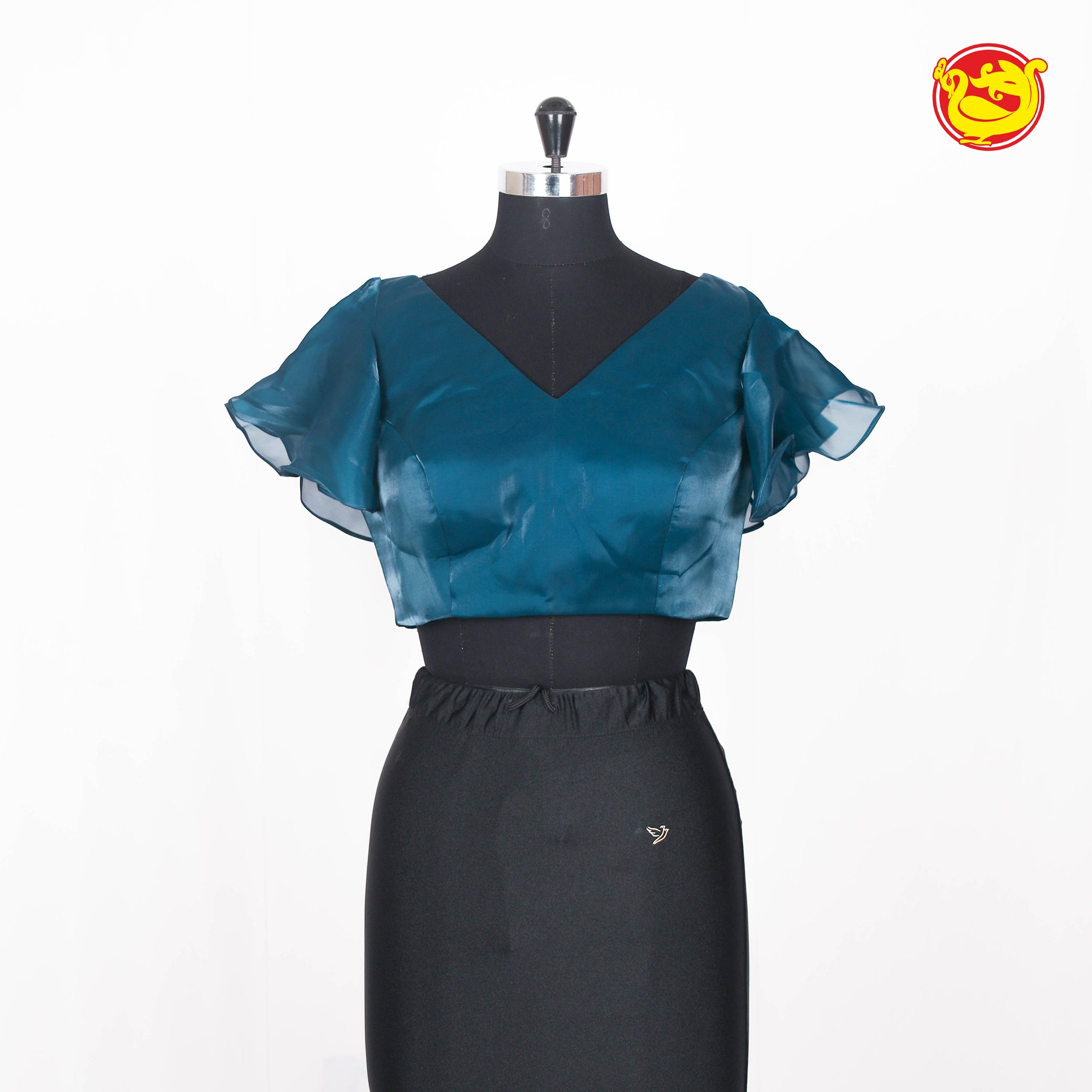 Dark Blue Organza with ruffle sleeves readymade blouse