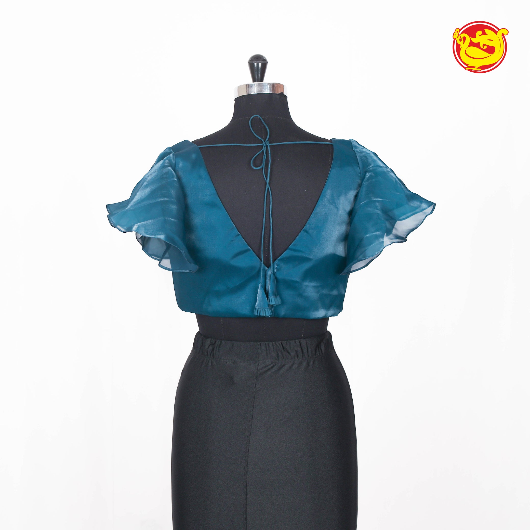 Dark Blue Organza with ruffle sleeves readymade blouse