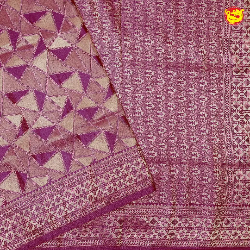 Magenta with Gold Banarasi Saree with Woven Designs