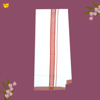 White with PEACH Fancy BIG BORDRE Cotton Men’s Dhoti