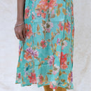 Sea green With orange and pink Floral Design Ladies Branded Umbrella Top Readymade