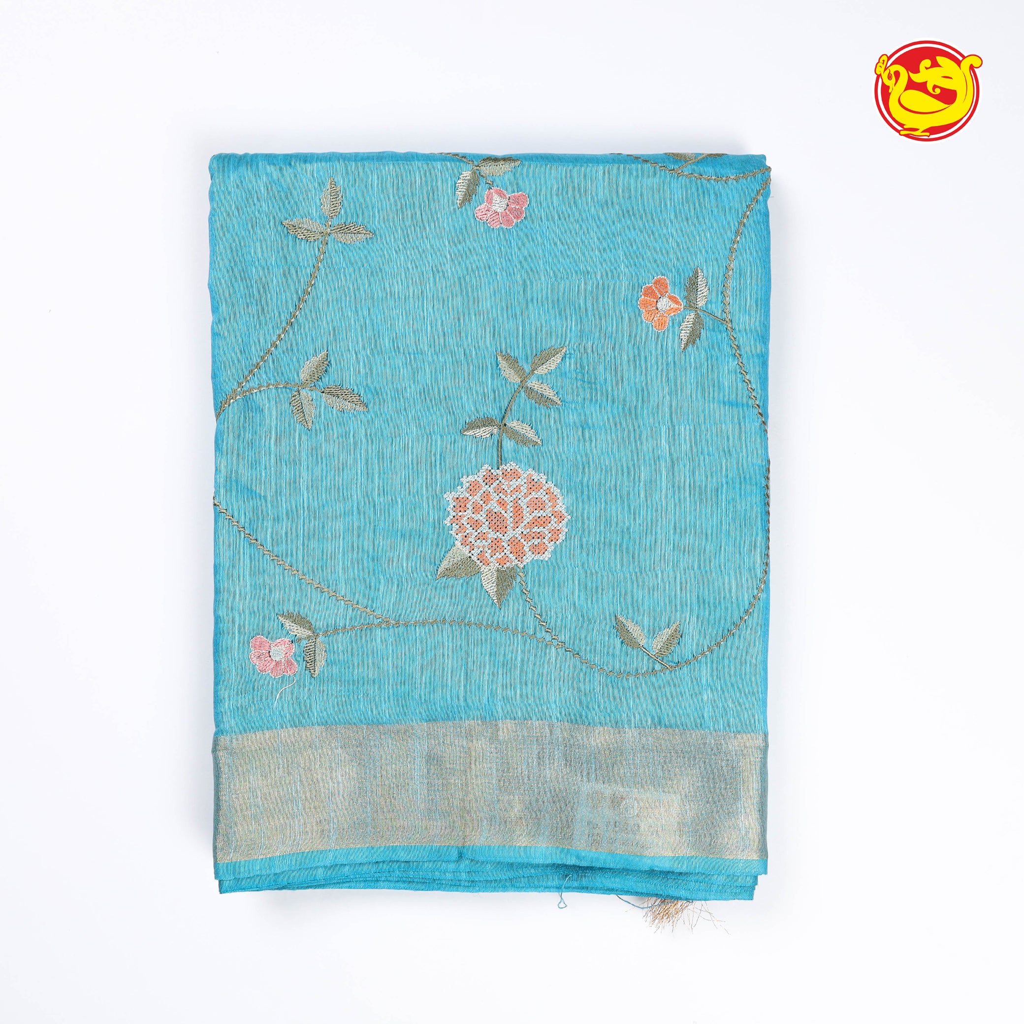 Light blue with art tussar saree with embroidery