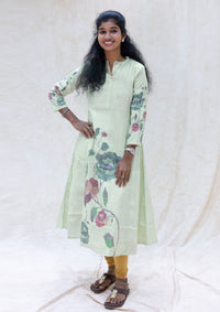 Minnal-Mint green With Floral Design Ladies Branded Umbrella Top Readymade