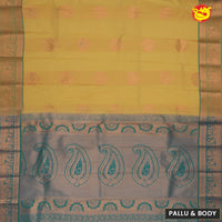 Mustard Yellow Mango Motifs Soft Silk saree - Thenianantham